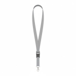 Abnehmbares Polyester-Lanyard mit Karabiner oder Clip farbe grau siebte Ansicht