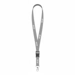 Individuell gefertigtes Polyester Lanyard mit abnehmbarer Schnalle farbe grau Ansicht mit Druckbereich