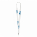 Individuell gefertigtes Lanyard aus Bio Baumwolle mit Karabiner farbe weiß Ansicht mit Druckbereich