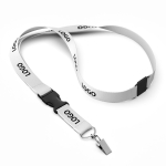 Abnehmbares Lanyard aus Bio-Baumwolle mit Karabiner farbe weiß