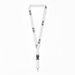 Abnehmbares Lanyard aus Bio-Baumwolle mit Karabiner farbe weiß Ansicht mit Druckbereich