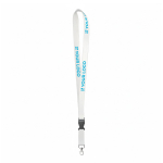 Abnehmbares individuell gefertigtes Lanyard aus Bambus mit Karabiner farbe weiß Ansicht mit Druckbereich
