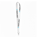 Individuell gefertigtes Lanyard aus Maisstärke mit Karabiner farbe weiß Ansicht mit Druckbereich