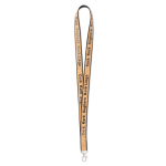 Individuell gefertigtes Lanyard aus Polyester und Kork mit Karabiner farbe schwarz