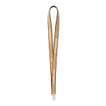 Individuell gefertigtes Lanyard aus Polyester und Kork mit Karabiner farbe schwarz Ansicht mit Druckbereich