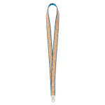 Individuell gefertigtes Lanyard aus Polyester und Kork mit Karabiner farbe blau siebte Ansicht