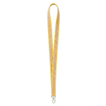 Individuell gefertigtes Lanyard aus Polyester und Kork mit Karabiner farbe gelb siebte Ansicht
