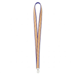 Individuell gefertigtes Lanyard aus Polyester und Kork mit Karabiner farbe stahlblau siebte Ansicht