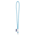 Rohrförmiges Polyester-Lanyard mit eingenähter Etikette farbe weiß