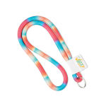 Rohrförmiges Polyester-Lanyard mit eingenähter Etikette farbe weiß