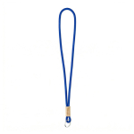 Individuell gefertigtes tubulares Polyester Lanyard mit Bambusdetail farbe stahlblau Ansicht mit Druckbereich