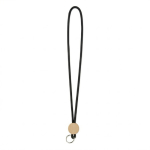 Rohrförmiges Polyester-Lanyard mit rundem Bambus-Detail farbe schwarz siebte Ansicht