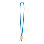 Rohrförmiges Polyester-Lanyard mit rundem Bambus-Detail farbe blau siebte Ansicht