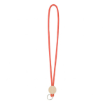 Rohrförmiges Polyester-Lanyard mit rundem Bambus-Detail farbe rot siebte Ansicht