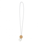 Rohrförmiges Polyester-Lanyard mit rundem Bambus-Detail farbe weiß siebte Ansicht