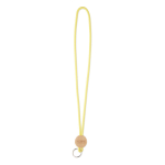Rohrförmiges Polyester-Lanyard mit rundem Bambus-Detail farbe gelb