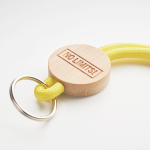 Rohrförmiges Polyester-Lanyard mit rundem Bambus-Detail farbe gelb fünfte Ansicht