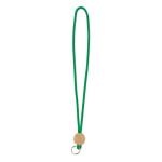 Rohrförmiges Polyester-Lanyard mit rundem Bambus-Detail farbe flaschengrün siebte Ansicht