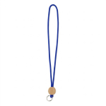 Rohrförmiges Polyester-Lanyard mit rundem Bambus-Detail farbe stahlblau siebte Ansicht