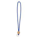 Rohrförmiges Polyester-Lanyard mit rundem Bambus-Detail farbe köngisblau siebte Ansicht