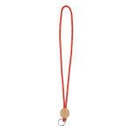Rohrförmiges Polyester-Lanyard mit rundem Bambus-Detail farbe dunkelrot siebte Ansicht