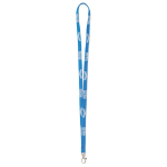 Individuell gefertigtes Polyester Lanyard mit wählbarem Karabiner farbe blau