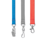 Individuell gefertigtes Polyester Lanyard mit wählbarem Karabiner farbe blau achte Ansicht