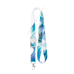Polyester-Lanyard mit Flaschenöffner in der Mitte farbe weiß Ansicht mit Druckbereich