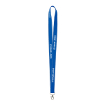Polyester-Lanyard mit reflektierenden Fäden am Rand farbe blau Ansicht mit Druckbereich