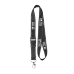 Abnehmbares Polyester-Lanyard mit reflektierenden Fäden farbe schwarz Ansicht mit Druckbereich