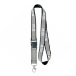 Abnehmbares Lanyard mit grauer reflektierender Beschichtung farbe schwarz Ansicht mit Druckbereich