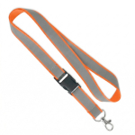 Abnehmbares Lanyard mit grauer reflektierender Beschichtung farbe orange siebte Ansicht