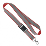 Abnehmbares Lanyard mit grauer reflektierender Beschichtung farbe dunkelrot siebte Ansicht
