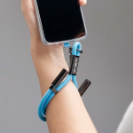 Kurzes Lanyard für Mobilgeräte mit Typ-C-Ladekabel farbe cyan-blau