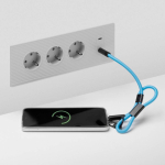 Kurzes Lanyard für Mobilgeräte mit Typ-C-Ladekabel farbe cyan-blau