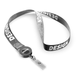 Polyester-Lanyard mit ausziehbarem Kartenhalter farbe schwarz