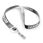 Polyester-Lanyard mit ausziehbarem Kartenhalter farbe weiß