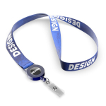 Polyester-Lanyard mit ausziehbarem Kartenhalter farbe marineblau