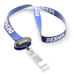 Polyester-Lanyard mit ausziehbarem Kartenhalter farbe marineblau