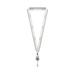 Individuell gefertigtes Kartenhalter Lanyard aus RPET mit Metalldetail farbe weiß dritte Ansicht