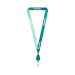 Individuell gefertigtes Kartenhalter Lanyard aus RPET mit Metalldetail farbe flaschengrün dritte Ansicht