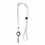 Verstellbares, schmales Polyester-Lanyard mit ausziehbarem Karabiner farbe weiß siebte Ansicht
