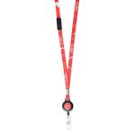 Verstellbares, schmales Polyester-Lanyard mit ausziehbarem Karabiner farbe weiß fünfte Ansicht
