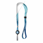 Verstellbares, schmales Polyester-Lanyard mit ausziehbarem Karabiner farbe weiß Ansicht mit Druckbereich