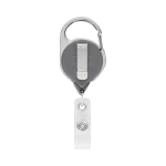 Individuell gefertigter runder ausziehbarer Kartenhalter mit Karabiner farbe grau dritte Ansicht