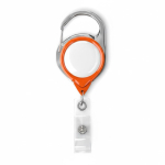 Individuell gefertigter runder ausziehbarer Kartenhalter mit Karabiner farbe orange siebte Ansicht