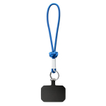 Individuell gefertigte kurze Handy Schlaufe mit Knoten und Etikett farbe blau siebte Ansicht