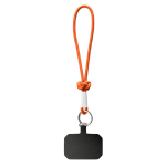 Individuell gefertigte kurze Handy Schlaufe mit Knoten und Etikett farbe orange siebte Ansicht