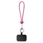 Individuell gefertigte kurze Handy Schlaufe mit Knoten und Etikett farbe pink siebte Ansicht