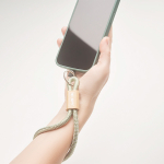 Individuell gefertigte kurze Handy Schlaufe mit Bambusdetail farbe weiß